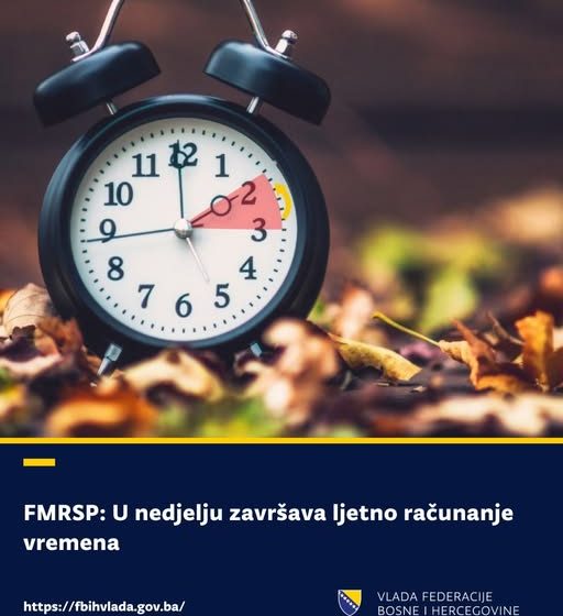  FMRSP: U nedjelju završava ljetno računanje vremena